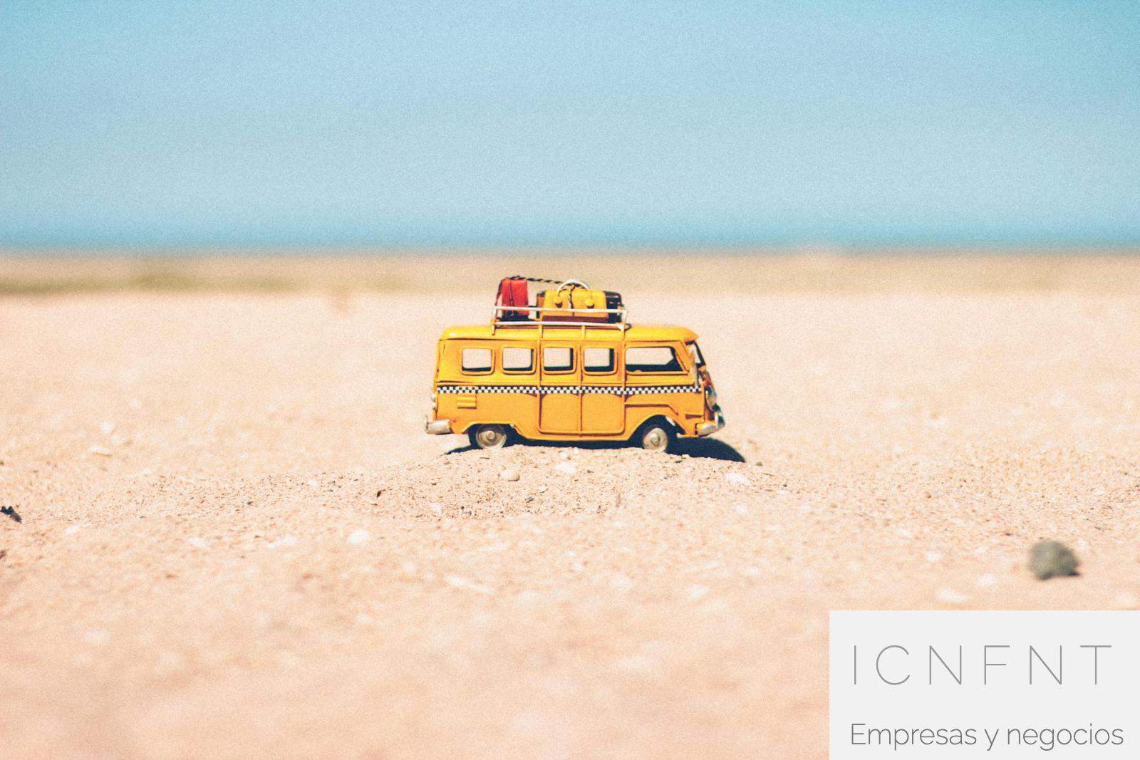 Yellow Die-cast Miniature Van on Brown Sand