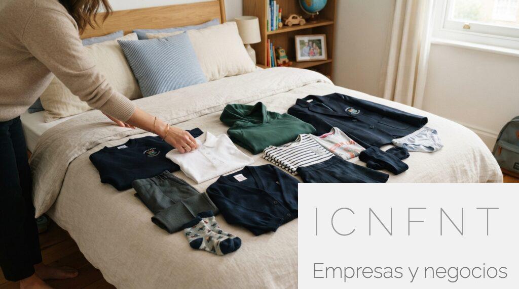Ropa de niños organizada y preparada para el colegio