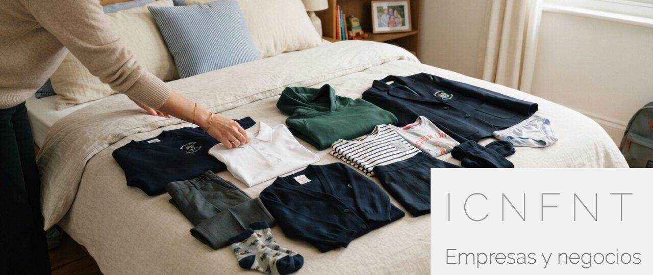 Ropa de niños organizada y preparada para el colegio